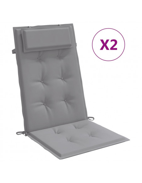 Cuscini per Sedia Schienale Alto 2 pz Grigio Tessuto Oxford