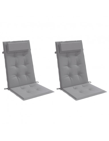 Cuscini per Sedia Schienale Alto 2 pz Grigio Tessuto Oxford
