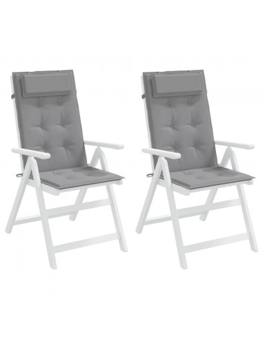 Cuscini per Sedia Schienale Alto 2 pz Grigio Tessuto Oxford