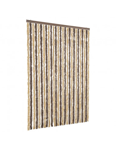Tenda Antimosche Marrone Scuro e Beige 118x220 cm in Ciniglia