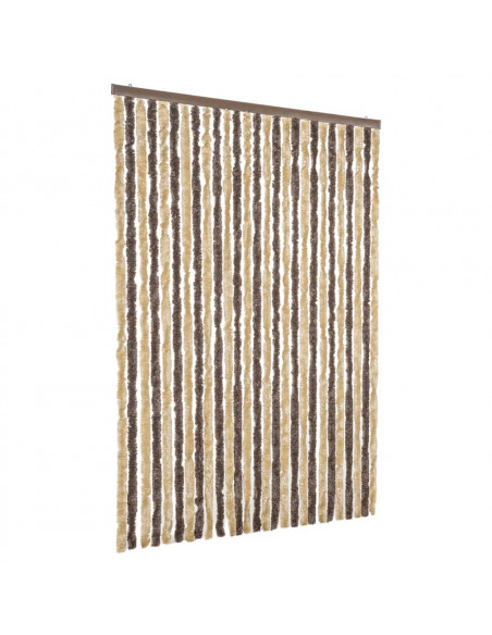 Tenda Antimosche Marrone Scuro e Beige 118x220 cm in Ciniglia