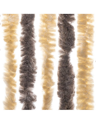 Tenda Antimosche Marrone Scuro e Beige 118x220 cm in Ciniglia