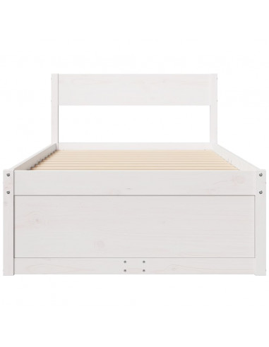 Letto senza Materasso Bianco 75x190 in Legno Massello di Pino