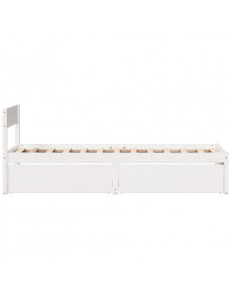 Giroletto con Cassetti Bianco 75x190 cm Legno Massello di Pino