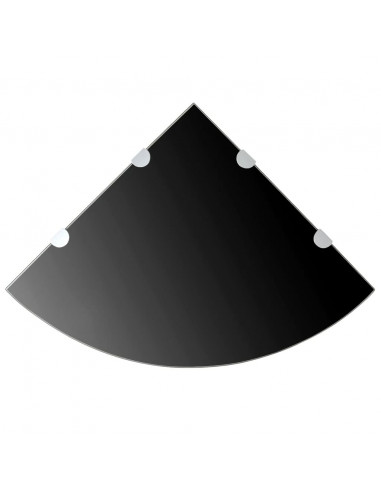 Scaffale Angolare con Supporti Cromati Vetro Nero 45x45 cm