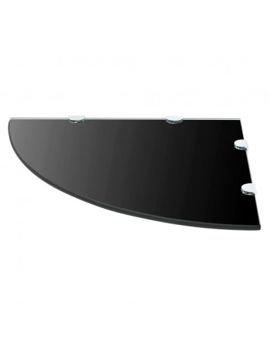 Scaffale Angolare con Supporti Cromati Vetro Nero 45x45 cm