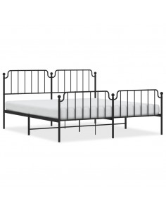 Giroletto con Testiera e Pediera Metallo Nero 183x213 cm 2