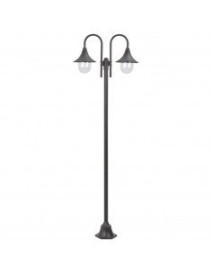 Lampione da Giardino E27 220 cm in Alluminio 2 Lampade Bronzo 2