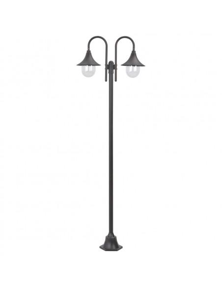 Lampione da Giardino E27 220 cm in Alluminio 2 Lampade Bronzo