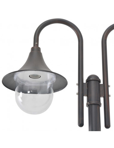 Lampione da Giardino E27 220 cm in Alluminio 2 Lampade Bronzo