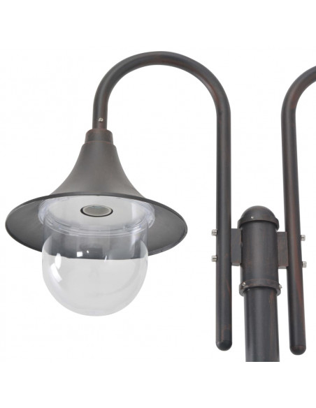 Lampione da Giardino E27 220 cm in Alluminio 2 Lampade Bronzo