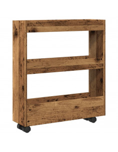 Carrello Stretto a 3 Livelli Legno Vecchio in Truciolato 2