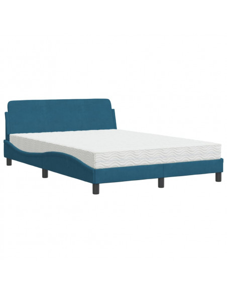 Letto con Materasso Blu 120x200 cm in Velluto