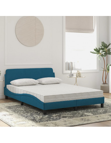 Letto con Materasso Blu 120x200 cm in Velluto