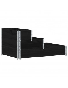 Fioriera Rialzata a 3 Livelli Nera 120x80 cm Legno di Pino 2