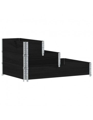 Fioriera Rialzata a 3 Livelli Nera 120x80 cm Legno di Pino