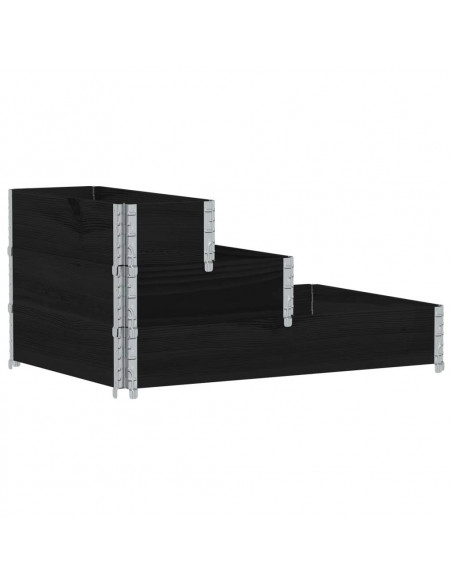 Fioriera Rialzata a 3 Livelli Nera 120x80 cm Legno di Pino