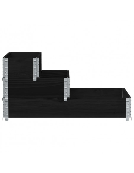 Fioriera Rialzata a 3 Livelli Nera 120x80 cm Legno di Pino