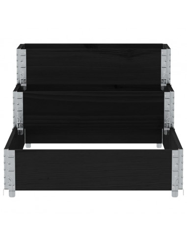 Fioriera Rialzata a 3 Livelli Nera 120x80 cm Legno di Pino