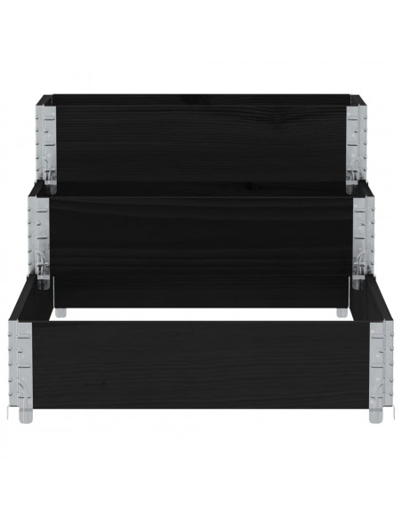 Fioriera Rialzata a 3 Livelli Nera 120x80 cm Legno di Pino