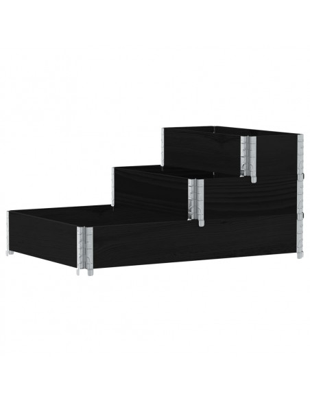 Fioriera Rialzata a 3 Livelli Nera 120x80 cm Legno di Pino