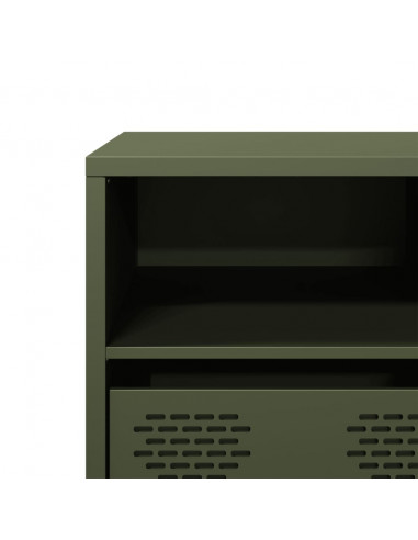 Mobile TV Verde Oliva 135x39x43,5cm Acciaio Laminato a Freddo