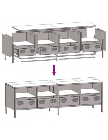 Mobile TV Verde Oliva 135x39x43,5cm Acciaio Laminato a Freddo