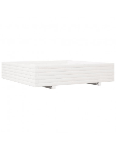 Fioriera da Giardino Bianca 110x110x26,5 cm in Legno di Pino