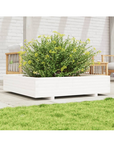 Fioriera da Giardino Bianca 110x110x26,5 cm in Legno di Pino