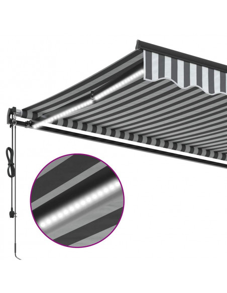 Tenda Retrattile Automatica LED Antracite e Bianco 600x300 cm
