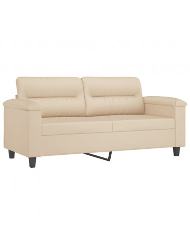 Set Divani 2 pz con Cuscini Crema in Tessuto Microfibra