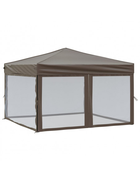 Tenda per Feste Pieghevole con Pareti Laterali Tortora 3x3 m