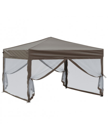 Tenda per Feste Pieghevole con Pareti Laterali Tortora 3x3 m