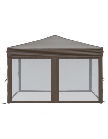 Tenda per Feste Pieghevole con Pareti Laterali Tortora 3x3 m