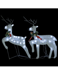 Renne e Slitta di Natale Decorazione Esterni 100 LED Bianco 2