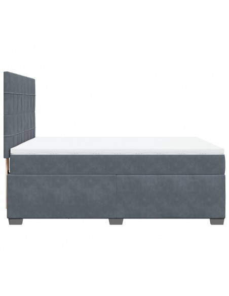 Giroletto a Molle con Materasso Grigio Scuro 140x200 cm Velluto