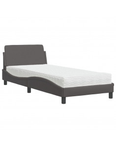 Letto con Materasso Grigio 90x190 cm in Similpelle 2