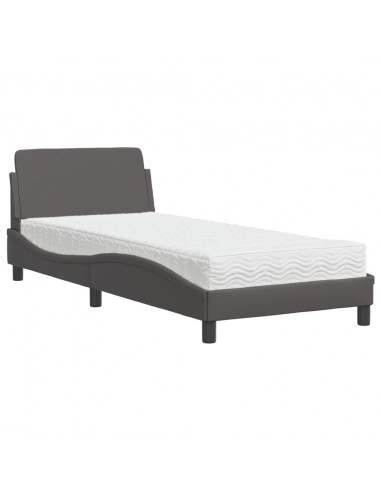 Letto con Materasso Grigio 90x190 cm in Similpelle