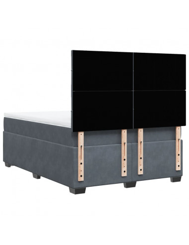 Giroletto a Molle con Materasso Grigio Scuro 140x200 cm Velluto