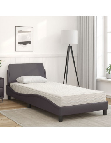 Letto con Materasso Grigio 90x190 cm in Similpelle