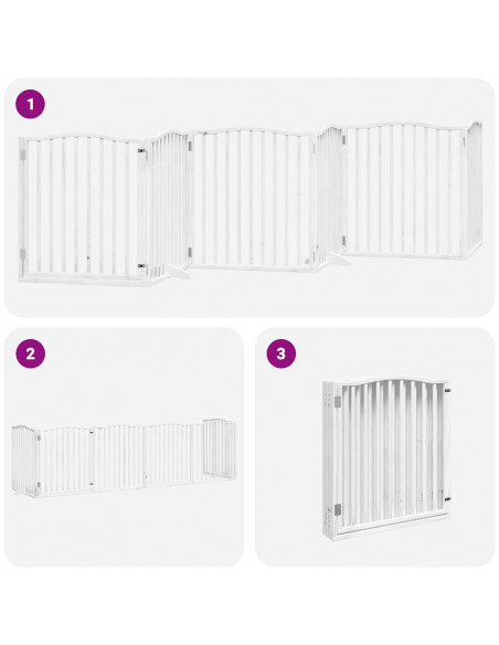 Cancello Cani Porta Pieghevole Bianco 6 Pannelli 480 cm Pioppo