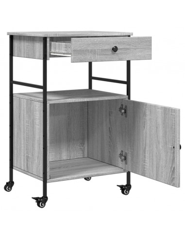 Carrello da Cucina Grigio Sonoma 56x43x89,5cm Legno Multistrato