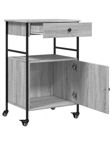 Carrello da Cucina Grigio Sonoma 56x43x89,5cm Legno Multistrato