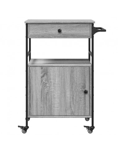 Carrello da Cucina Grigio Sonoma 56x43x89,5cm Legno Multistrato