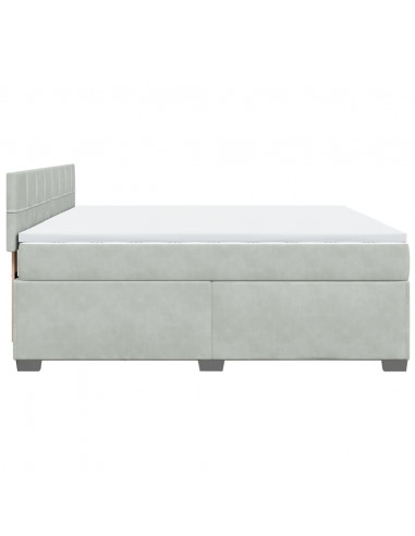 Giroletto a Molle con Materasso Grigio Chiaro 180x200cm Velluto