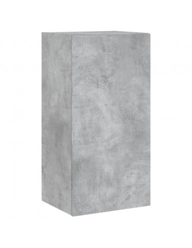Mobili TV a Muro con LED 4pz Grigio Cemento Legno Multistrato