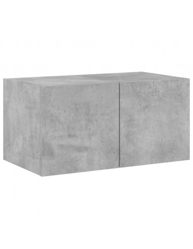 Mobili TV a Muro con LED 4pz Grigio Cemento Legno Multistrato