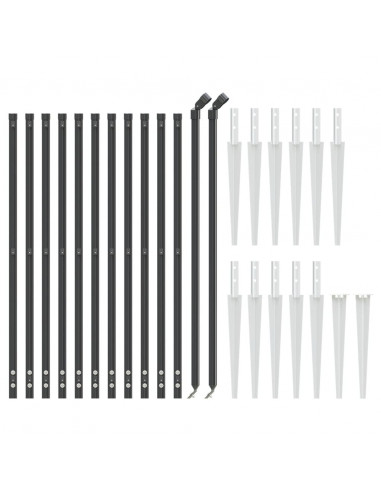 Recinzione Metallica con Picchetti Ancoraggio Antracite 0,8x25m