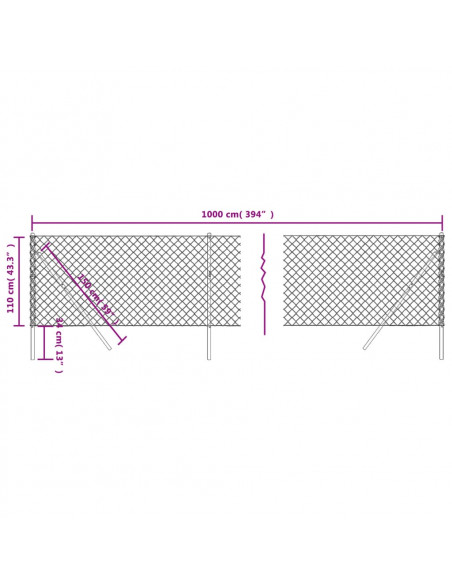 Recinzione a Rete Antracite 1,1x10 m