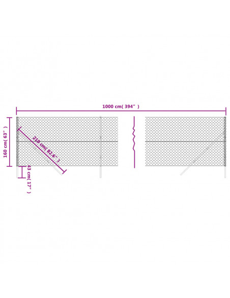 Recinzione a Rete Antracite 1,6x10 m